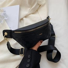 Chest Bag Women Designers Elegant Plaid PU Leather Waist Bags For Womens Waist Packs Stylish Fanny Pack Wide Strap Crossbody 031263h