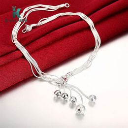 Fine Jewellery Charm 925 Silver Bead Necklace Classic High Quality Fashion light sand chain d At Direct Whole Gift Party304s