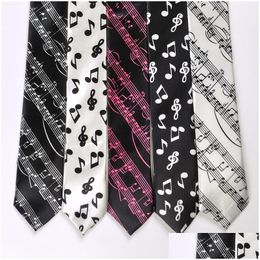 Bow Ties Mens Music Tie Polyester Neck Musical Note Printed Colorf Narrow Ing Party Concert Gift Drop Delivery Fashion Accessories Dhyy2