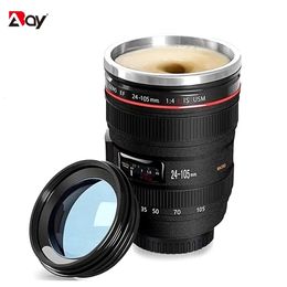 Water Bottles Cup Thermal Coffee Mug Tumbler Stainless Steel Water Bottle Thermos Mug Camera Lens With Cover Vacuum Flasks Travle Drinkware 231129