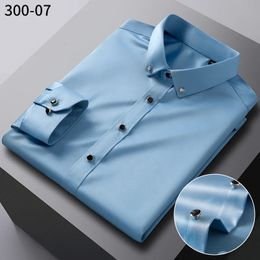 Men's Casual Shirts Men's Silk Shirts Long Sleeve Drill Button Solid Colour Silky Business Formal Social No Iron and Wrinkle Soft Fashion Clothes 231128