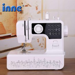 Machines INNE Sewing Machine With 12 Builtin Stitch Patterns Mini Portable Household Night Light Fowards and Reverse Metal Stent
