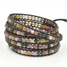 Strand Boho Style Long Agate Unisex Bracelet Fashion Multilayer Beaded Handmade Ladies Jewellery Men's Birthday Gift