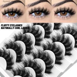 False Eyelashes GROINNEYA Cat Eye Lashes 6 Pairs Fluffy Eyelashes Faux Mink Lashes 8D Wispy Lashes Pack Dramatic Long Thick Volume Eyelashes Q231129