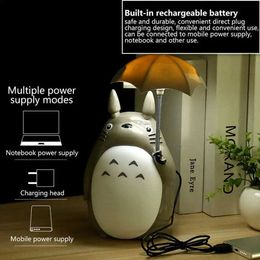 Table Lamps Creative Night Lights LED Cartoon Totoro Shape Lamps USB Rechargeable Reading Table Desk Lamps for Kids Gift Home Decor Novelty YQ231129