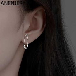 Stud ANENJERY Silver Colour Pin Paper Clip Stud Earrings For Women Niche Design Personal Jewellery Friend Gift YQ231128