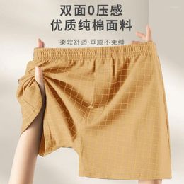 Underpants Autumn And Winter Men's Aro Pants Pure Cotton Plus Size Underwear Cardigan Loose Short Trousers Cheque Combed