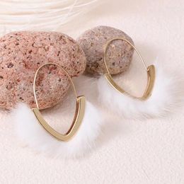 Hoop Earrings Handmade Mink Hair For Women Girls Winter Autumn Round Warm Fur Plush Big Circle Party Jewelry