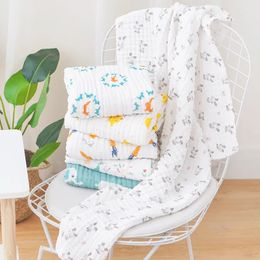Blanket Swaddling Happyflute 105105CM 100% Cotton 6 Layers Soft Muslin Swaddle Baby Bath Towel Infant Stroller Sleepping 231128
