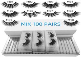 New 10 pairs of fake eyelashes imitation mink hair suit natural eye tail elongated 3D eyelashes curled soft fine eyelashes1205732