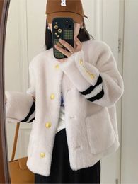 Women's Fur Faux Fur 100 Full Wool Sheared Lamb Fur Real Medium Real Fur Coat Female fur jacket for women casaco pelucia 231129