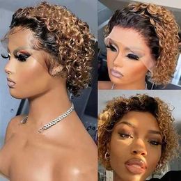 Synthetic Wigs 13x4 Pixie Cut Wig Short Bob Curly Lace Front Wig Lace Wig Wig Set