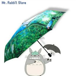 Umbrellas My Neighbour Totoro Cute Daily Folding Umbrella Ghibli Totoro Umbrella Sun Rain Umbrella Anime YQ231129