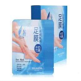 Foot Treatment Rolanjona Milk Bamboo Vinegar Feet Mask Peeling Exfoliating Dead Skin Remove Professional Sox Care Mascarilla Para Pies Con Vinagre De Bambu Y Leche