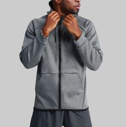 LUlu Men New Yoga Zipper Hooded Jacket Casual Long Sleeve Outdoor Jogger Outfit Fitness Sports Double-Sided Brushed Fabric Material Outwear fhd