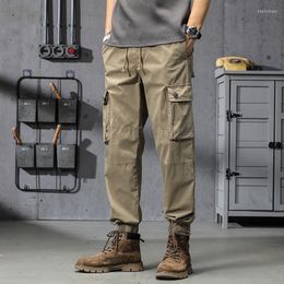 Men's Pants High Quality Pure Cotton Baggy Cargo Men Green Black Work Korean Army Military Tactical Trousers Khaki Husband Z483