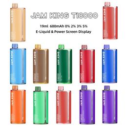 Jam King 8000 Puffs Disposable Vapes Vaper Screen Display 19ml Vape Pod E-Liquid E Cigarette Mesh Coil Vaporizer Rechargeable 600mAh 0% 2% 3% 5% vs Puff 9000 Tornado RandM