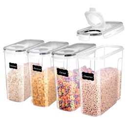 Organization 1/2pcs 4L Black Cereal Storage Containers Airtight Food Storage box Large Plastic Kitchen Keeper Easy Pouring Lid Sealed Cans