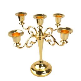 Metal Candle Holders 5-arms 3-arms Candle Stand Wedding Decoration Candelabra Centrepiece Candlestick Decor Crafts Silver Gold 2 C318G