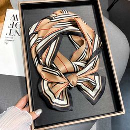 Scarves Luxury Brand Silk Skinny Scarf Women Hair Bands Fashion Headband Shawls Wraps Ladies Kercheif Neck Tie Female Foulard Bandana J230428