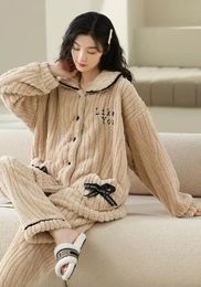 Womens Sleepwear pajamas womens warm robe set winter cotton plus size household plush evening dress free delivery 231128