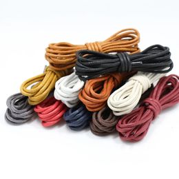 Shoe Parts Accessories Women Men Shoelaces Waterproof Leather Boot Laces Round Shape Fine Rope Black Red Blue gray Brown 231128