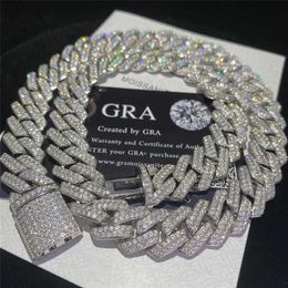 Designer Jewellery Stock Iced Out Vvs Moissanite Cuban Bracelet 925 Silver Bling Moissanite Diamond Cuban Link Chain Hip Hop Men Jew2157