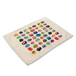 Table Mats Colourful Anti-scalding Drink Ccoasters Coffee Cup Print Linen Placemats-Kitchen For Dining Coasters Tableware