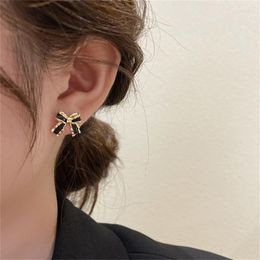 Stud Earrings Korean Bowknot Earring Charm Geometric Black Bow For Women Fashion Unusual Jewelry Party Girls' Sweet Accessories