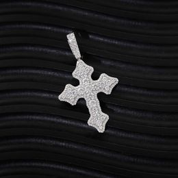 RTS Hip Hop Gold Solid Sier VVS Moissanite Diamond Cross Pendant