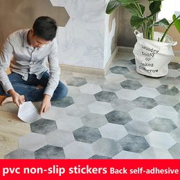 10pcs PVC Waterproof Bathroom Floor Sticker Peel Stick Self Adhesive Floor Tiles Kitchen Living Room Decor Non Slip Decal225a
