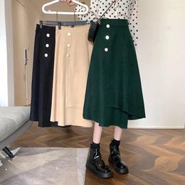 Skirts Irregular Halfskirt Women's Autumn/Winter 2023 High Waist Slim Design Medium Length Retro Style A-line Skirt