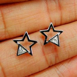 Stud Earrings Arrivals Real 925 Sterling Silver CZ Star Womens For Gift358u