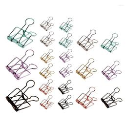 Binder Clips Metal Wire Assorted Sizes Colourful Hollow Out Paper Organiser 21-Pack