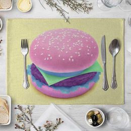 Table Mats Hamburger Donut Food Pattern Placemats For Heat-insulation Napkin Coasters Coffee Decor Kitchen Accessories