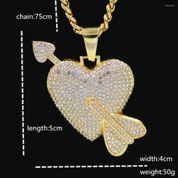 Pendant Necklaces 2023 European And American Jewellery Heart-shaped Broken Heart Men Women's Couple Full Of Zircon Hip Hop Necklace