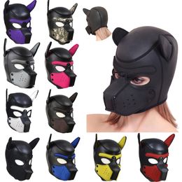 Cockrings Sexy Party Masks Puppy Play Dog Hood Mask Padded Latex Rubber Role Play Cosplay Full HeadEars Halloween Mask Sex Toy For Couple 231128