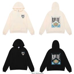 Mens Hoodies Moletons Designers Excepcionais Rhude Homens e Mulheres Carta Impressão Terry Hoodie Suéter Marca de Moda Americana e Amantes Versão Europeia Solta