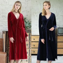 Women's Sleepwear 2Pcs Bathrobe Winter Autumn Women Nightwear Velvet Soft Nightrobe Lingerie Female Backless Spaghetti Strap Robe Set