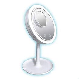 Mirrors 3 In 1 Led Lamp Makeup Mirror With 5X Magnifying Fan Beauty Breeze Cosmetic Desktop Keep Skin Cool Light Dbc Drop Delivery H Dhfwq
