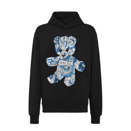 PLEIN BEAR Brand Men's HOODIE SWEATSHIRT PAISLEY STRASS Hip-Hop Loose Characteristic Personality PP Skull Pullover Rhinestone Luxury Men's Hoodie 1591