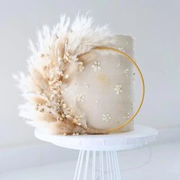 Christmas Decorations Dried Flower Floral Ring For Cake Decorating Natural Pampas Grass wreath Weddings Birthdays Crafts Home Boho Baby Shower Decor 231128