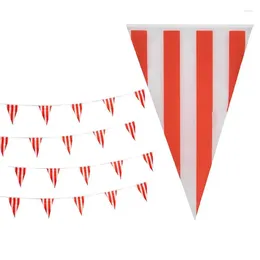 Party Decoration Carnival Circus Banner Flag Red White Striped Garland Triangle Bunting Advertising Hanging Flags Supplies