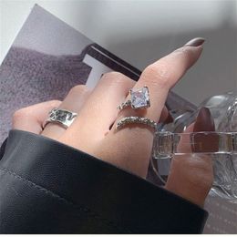 Ins Niche Simple Lava Glacier Zircon Irregular Ring Female Cold Style Design Light Luxury Fashion Index Finger Jewelry2644