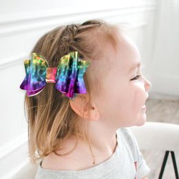 Hair Accessories 1Pcs Baby Girls Bow Knot 5cm Clips Kids Headwear Hairpin Die Laser Half-covered Cloth Double Insert