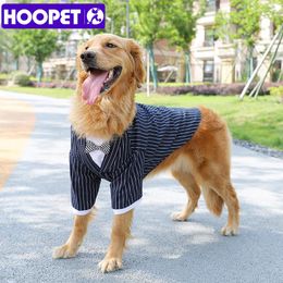 Rompers HOOPET British Style Fake TwoPiece Set Dog Clothes Striped Jacket Pets Clothing Attend banquet dress Coat For Mascotas Apparel