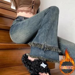 Women's Jeans Tassel Flared For Women Soft Stretch Skinny Boot-Cut Denim Trousers Mujer Fashion Pants Ladies 2023 Blue