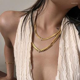 Chains Coloured Gemstone V Bold Herringbone Chain Necklace Stainless Steel Dainty For Women Minimalist Non Tarnish Jewellery