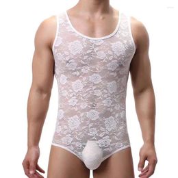Men's Tank Tops Comfortable Homewear Summer Lace Sleeveless Bottoming Shirt Fashion Sheer Thin Style Undershirt