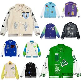 designer mens varsity jacket Louiseity baseball coat fashion womens letterman jackets embroiderd letter jacket single breasted tops couples mens clothing